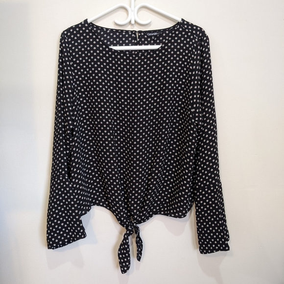 George XL Black/Pattern Blouse with Slit Sleeves - Picture 1 of 7